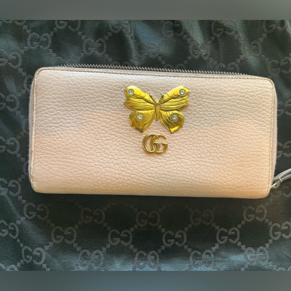 Authentic Gucci GG Butterfly Farfalla Zip Around Leather Long Wallet - Picture 3 of 13